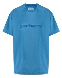 blaues besticktes T-Shirt mit einem Rundhalsausschnitt von Carhartt WIP