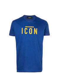 blaues besticktes T-Shirt mit einem Rundhalsausschnitt von DSQUARED2