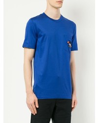 blaues besticktes T-Shirt mit einem Rundhalsausschnitt von Lanvin