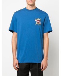 blaues besticktes T-Shirt mit einem Rundhalsausschnitt von Roberto Cavalli