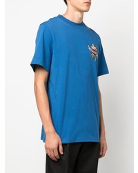 blaues besticktes T-Shirt mit einem Rundhalsausschnitt von Roberto Cavalli