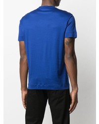 blaues besticktes T-Shirt mit einem Rundhalsausschnitt von Emporio Armani