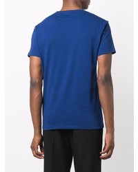 blaues besticktes T-Shirt mit einem Rundhalsausschnitt von Alexander McQueen