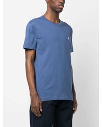 blaues besticktes T-Shirt mit einem Rundhalsausschnitt von Polo Ralph Lauren