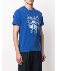 blaues besticktes T-Shirt mit einem Rundhalsausschnitt von Kenzo