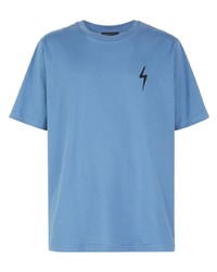 blaues besticktes T-Shirt mit einem Rundhalsausschnitt von Giuseppe Zanotti