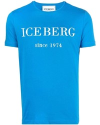 blaues besticktes T-Shirt mit einem Rundhalsausschnitt von Iceberg