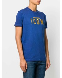 blaues besticktes T-Shirt mit einem Rundhalsausschnitt von DSQUARED2