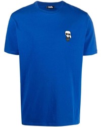 blaues besticktes T-Shirt mit einem Rundhalsausschnitt von Karl Lagerfeld