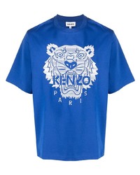 blaues besticktes T-Shirt mit einem Rundhalsausschnitt von Kenzo