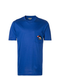 blaues besticktes T-Shirt mit einem Rundhalsausschnitt von Lanvin