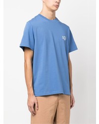 blaues besticktes T-Shirt mit einem Rundhalsausschnitt von A.P.C.