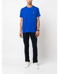 blaues besticktes T-Shirt mit einem Rundhalsausschnitt von Polo Ralph Lauren