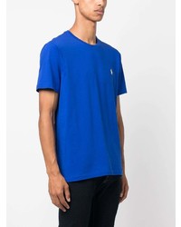 blaues besticktes T-Shirt mit einem Rundhalsausschnitt von Polo Ralph Lauren