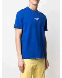 blaues besticktes T-Shirt mit einem Rundhalsausschnitt von Polo Ralph Lauren