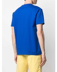 blaues besticktes T-Shirt mit einem Rundhalsausschnitt von Polo Ralph Lauren