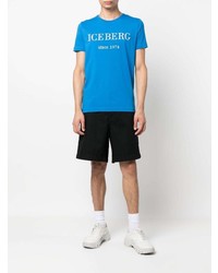 blaues besticktes T-Shirt mit einem Rundhalsausschnitt von Iceberg