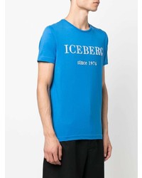 blaues besticktes T-Shirt mit einem Rundhalsausschnitt von Iceberg