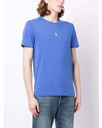 blaues besticktes T-Shirt mit einem Rundhalsausschnitt von Polo Ralph Lauren