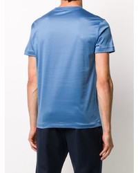 blaues besticktes T-Shirt mit einem Rundhalsausschnitt von Alexander McQueen