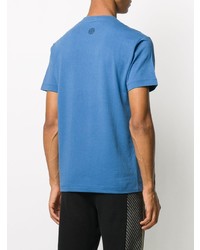 blaues besticktes T-Shirt mit einem Rundhalsausschnitt von Stone Island