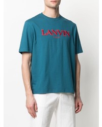 blaues besticktes T-Shirt mit einem Rundhalsausschnitt von Lanvin