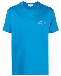 blaues besticktes T-Shirt mit einem Rundhalsausschnitt von Maison Labiche