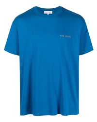 blaues besticktes T-Shirt mit einem Rundhalsausschnitt von Maison Labiche