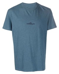 blaues besticktes T-Shirt mit einem Rundhalsausschnitt von Maison Margiela