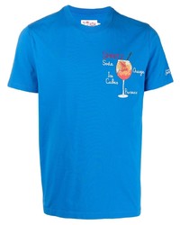 blaues besticktes T-Shirt mit einem Rundhalsausschnitt von MC2 Saint Barth