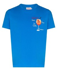 blaues besticktes T-Shirt mit einem Rundhalsausschnitt von MC2 Saint Barth