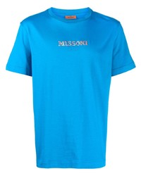blaues besticktes T-Shirt mit einem Rundhalsausschnitt von Missoni