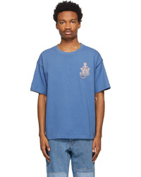 blaues besticktes T-Shirt mit einem Rundhalsausschnitt von Moncler Genius