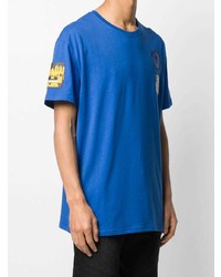 blaues besticktes T-Shirt mit einem Rundhalsausschnitt von Mr & Mrs Italy