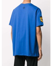blaues besticktes T-Shirt mit einem Rundhalsausschnitt von Mr & Mrs Italy
