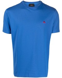 blaues besticktes T-Shirt mit einem Rundhalsausschnitt von Peuterey