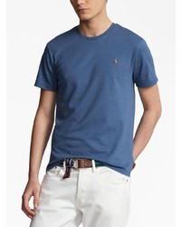 blaues besticktes T-Shirt mit einem Rundhalsausschnitt von Polo Ralph Lauren