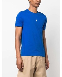 blaues besticktes T-Shirt mit einem Rundhalsausschnitt von Polo Ralph Lauren