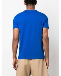 blaues besticktes T-Shirt mit einem Rundhalsausschnitt von Polo Ralph Lauren