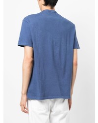 blaues besticktes T-Shirt mit einem Rundhalsausschnitt von Polo Ralph Lauren