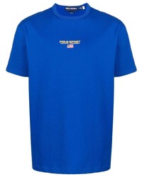 blaues besticktes T-Shirt mit einem Rundhalsausschnitt von Polo Ralph Lauren