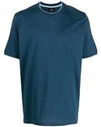 blaues besticktes T-Shirt mit einem Rundhalsausschnitt von PS Paul Smith