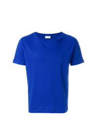 blaues besticktes T-Shirt mit einem Rundhalsausschnitt von Saint Laurent
