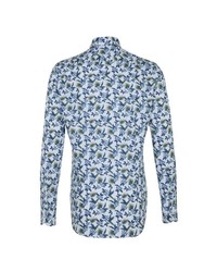blaues Businesshemd mit Blumenmuster von Jacques Britt
