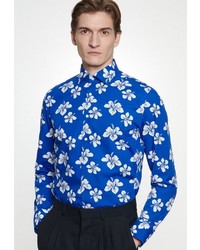blaues Businesshemd mit Blumenmuster von Seidensticker
