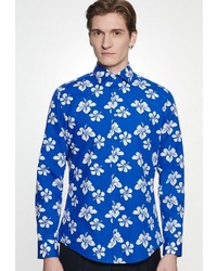 blaues Businesshemd mit Blumenmuster von Seidensticker