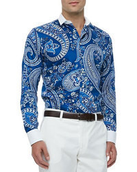 blaues Businesshemd mit Paisley-Muster