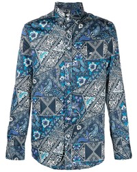 blaues Businesshemd mit Paisley-Muster von Etro