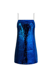 blaues Camisole-Kleid aus Pailletten