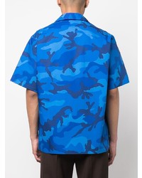blaues Camouflage Kurzarmhemd von Valentino